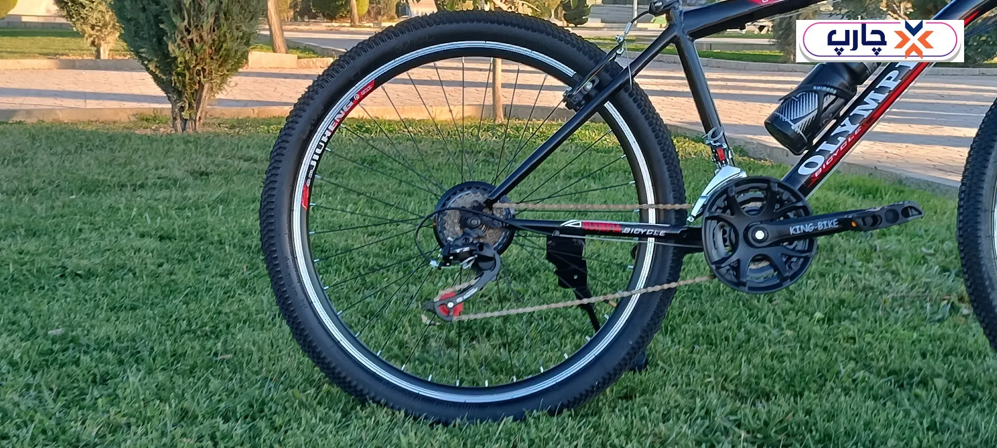 طوقه‌ (رینگ)های آلومینیومی دوچرخه سایز 26 دنده کلاجدار طرح المپیا رنگ مشکی قرمز