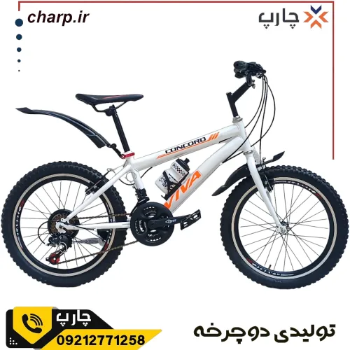دوچرخه سایز 20 دنده کلاجدار ویوا سفید نارنجی