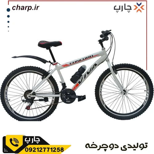 دوچرخه سایز 26 دنده کلاجدار طرح ویوا سفید قرمز فرمان و کرپی حرفه ای