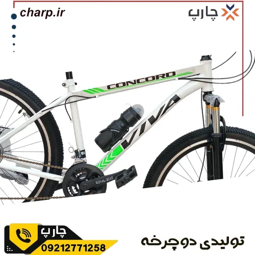 دوچرخه کوهستانی سایز ۲۶ کمک جلو اورسایز طرح ویوا دیسکی سفید سبز