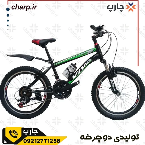دوچرخه کوهستان 20 اورسایز کمک جلو حرفه ای طرح ویوا مشکی سبز