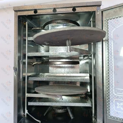 تنور گازی بلند دوطبقه رنگ مشکی کوره ای با دو چدن 4~6سینی کد 844m